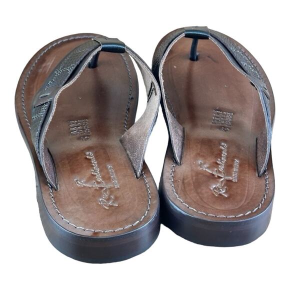 Re Ferdinando Vero Cuoio LMen\'s Brown  Leather flip flops sandal